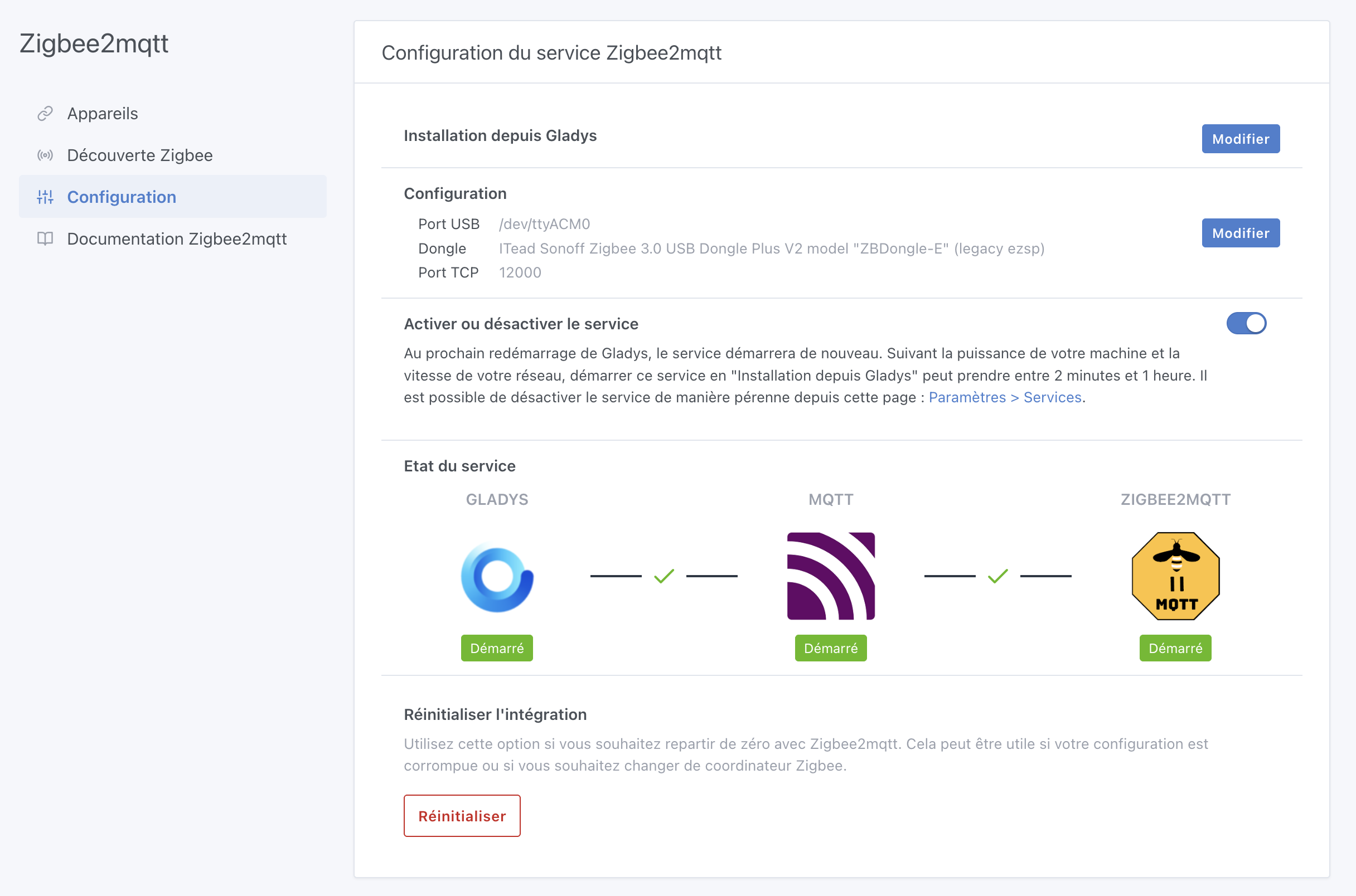 Reset button in the Zigbee2mqtt integration