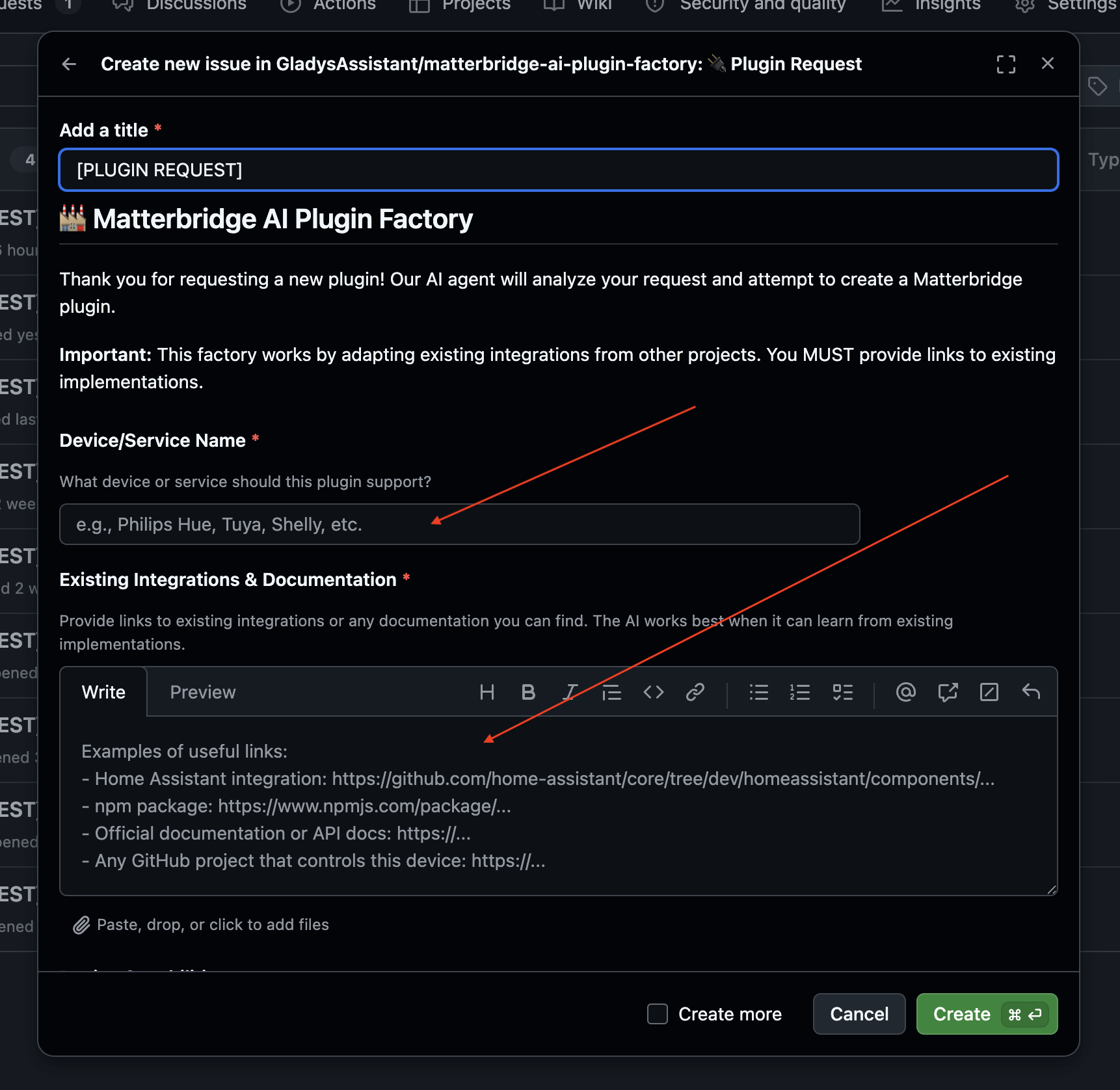 Fill in the plugin request form