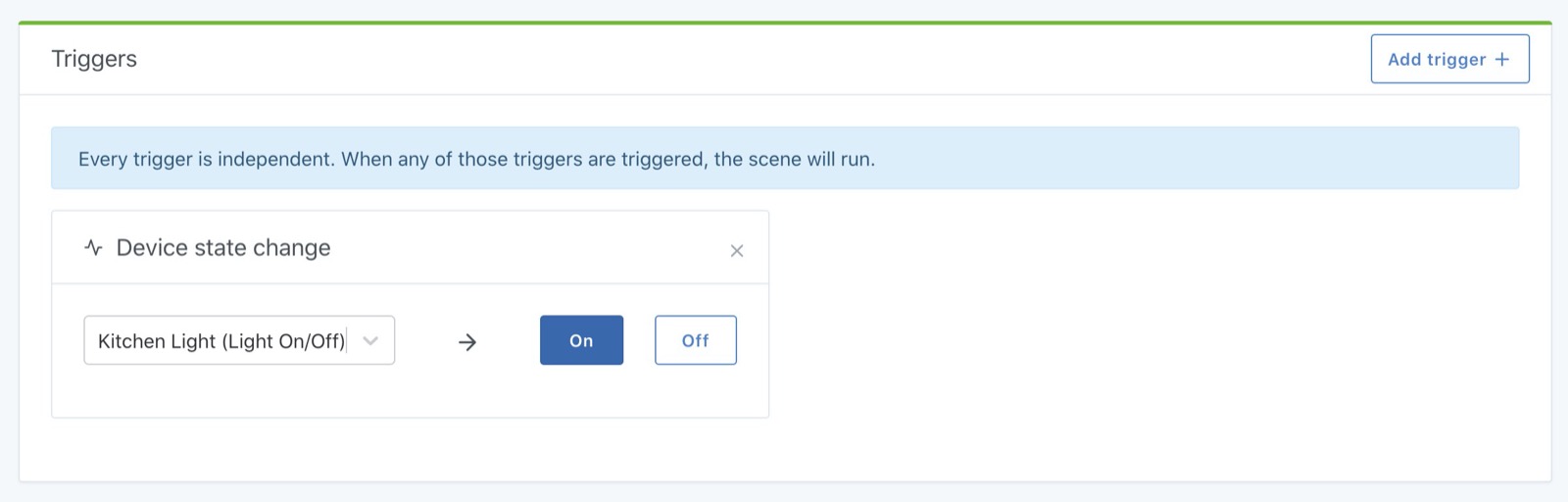 Trigger a scene when a device's state changes