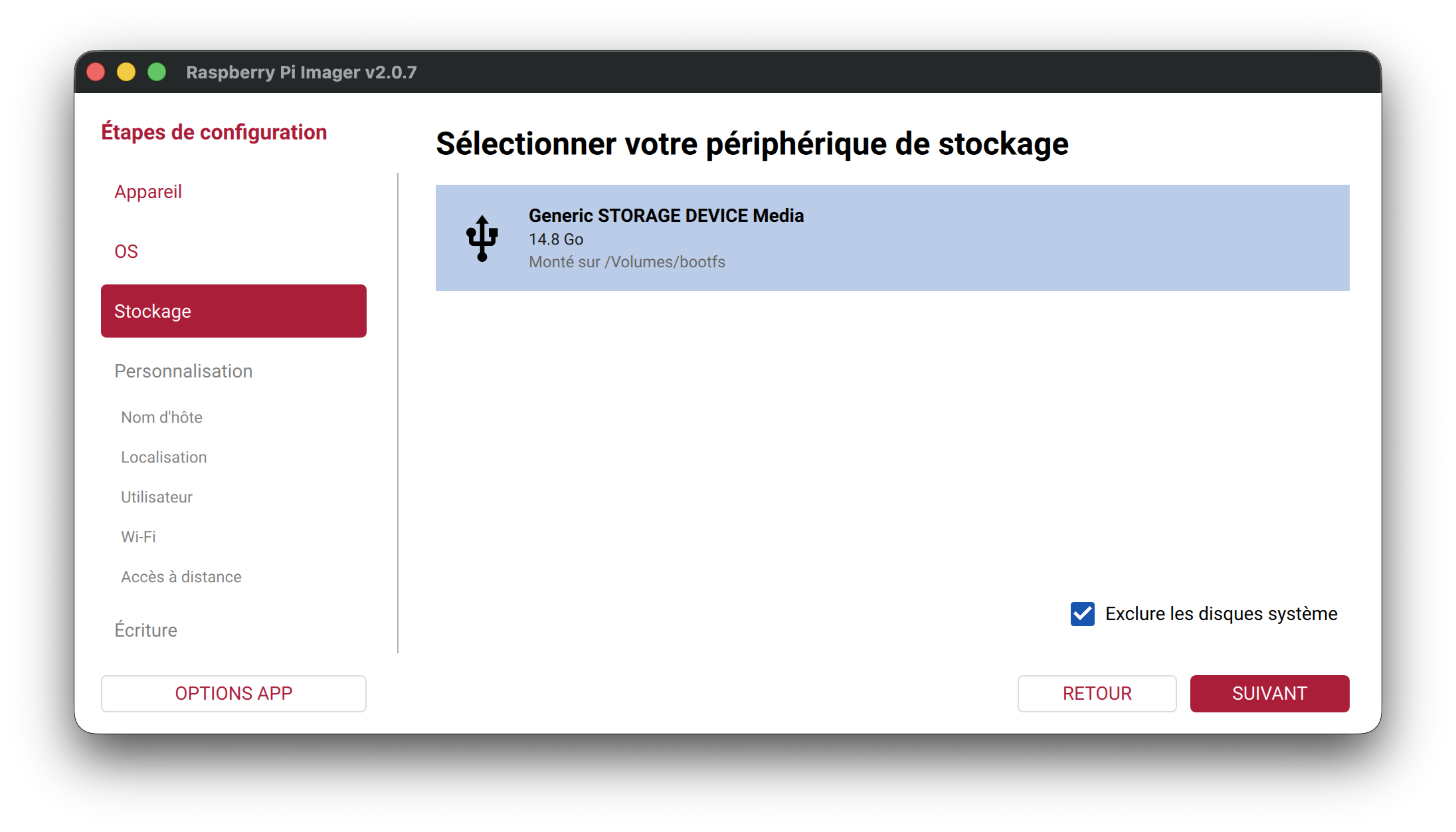 Select storage device