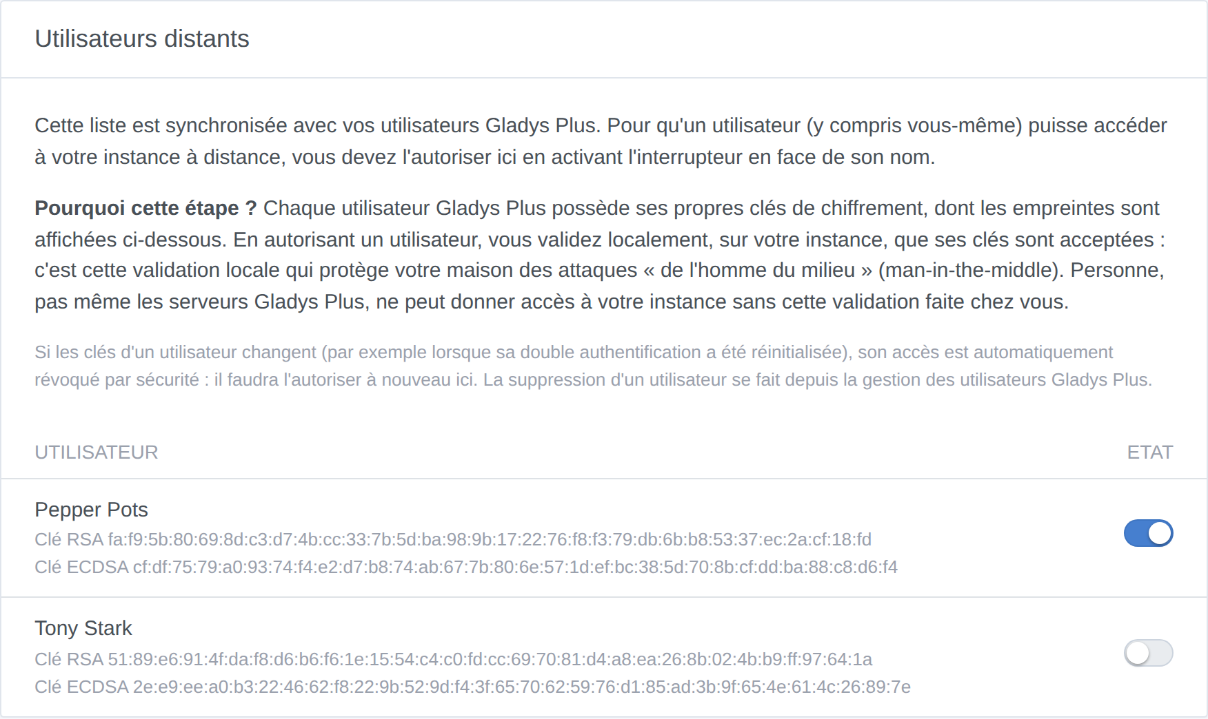 Autoriser un utilisateur distant localement