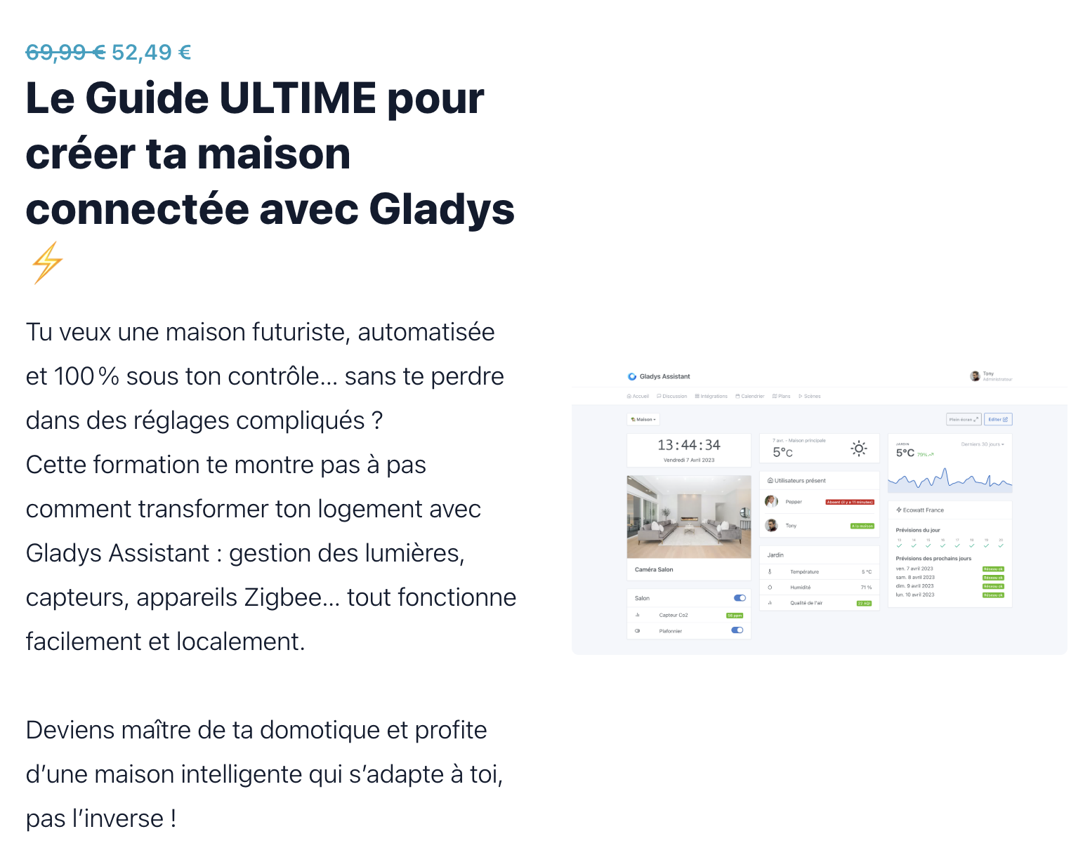 Formation vidéo officielle Gladys incluse dans le kit